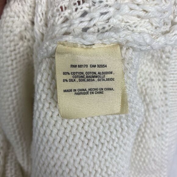 Anthropologie Sweater Womens Small Ivory Cream V Neck Short Sleeve Knit - Picture 7 of 9